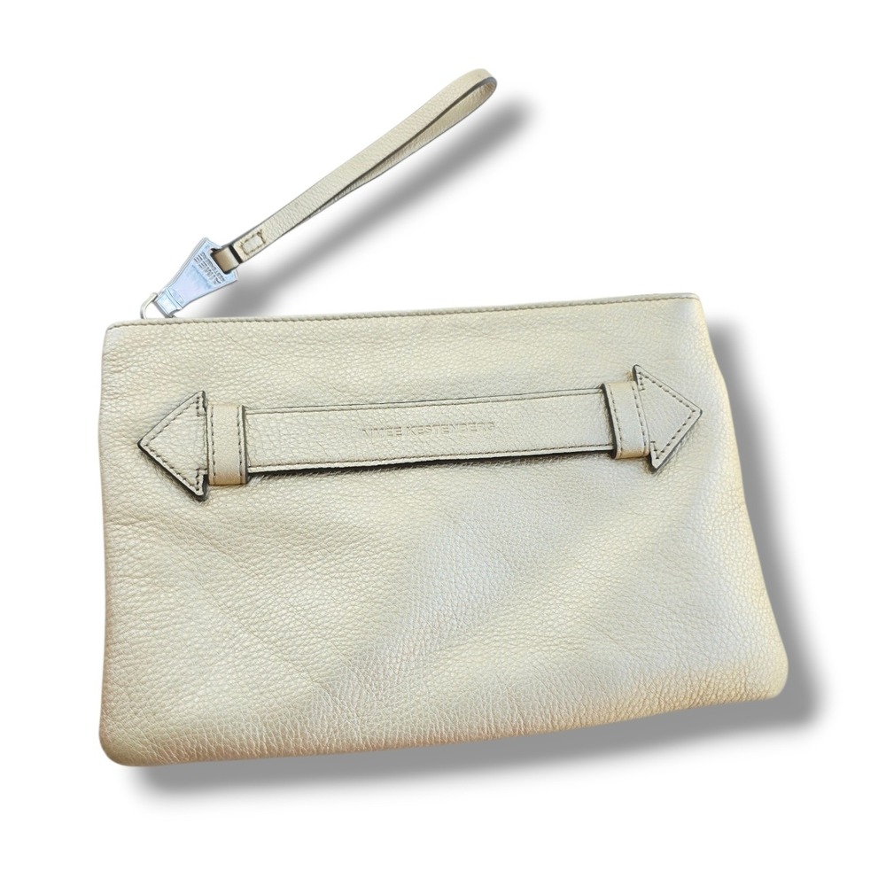 Aimee Kestenberg Metallic Gold Leather Wristlet Clutch Bag Hand Strap Pouch